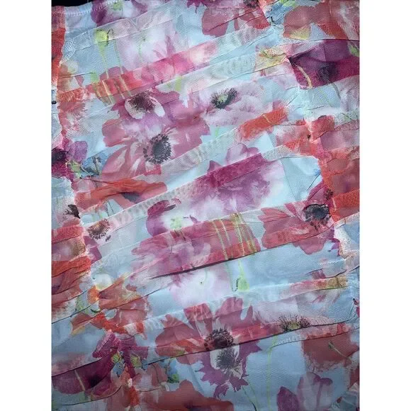 Victoria's Secret 32D CORSET BRA TOP+XS SKIRT BLUE RED PINK POPPY SHINE STRAP